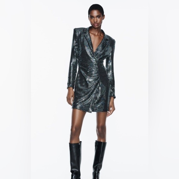 ZARA ~ Iridescent Mirrored Blazer Dress - Picture 3 of 15